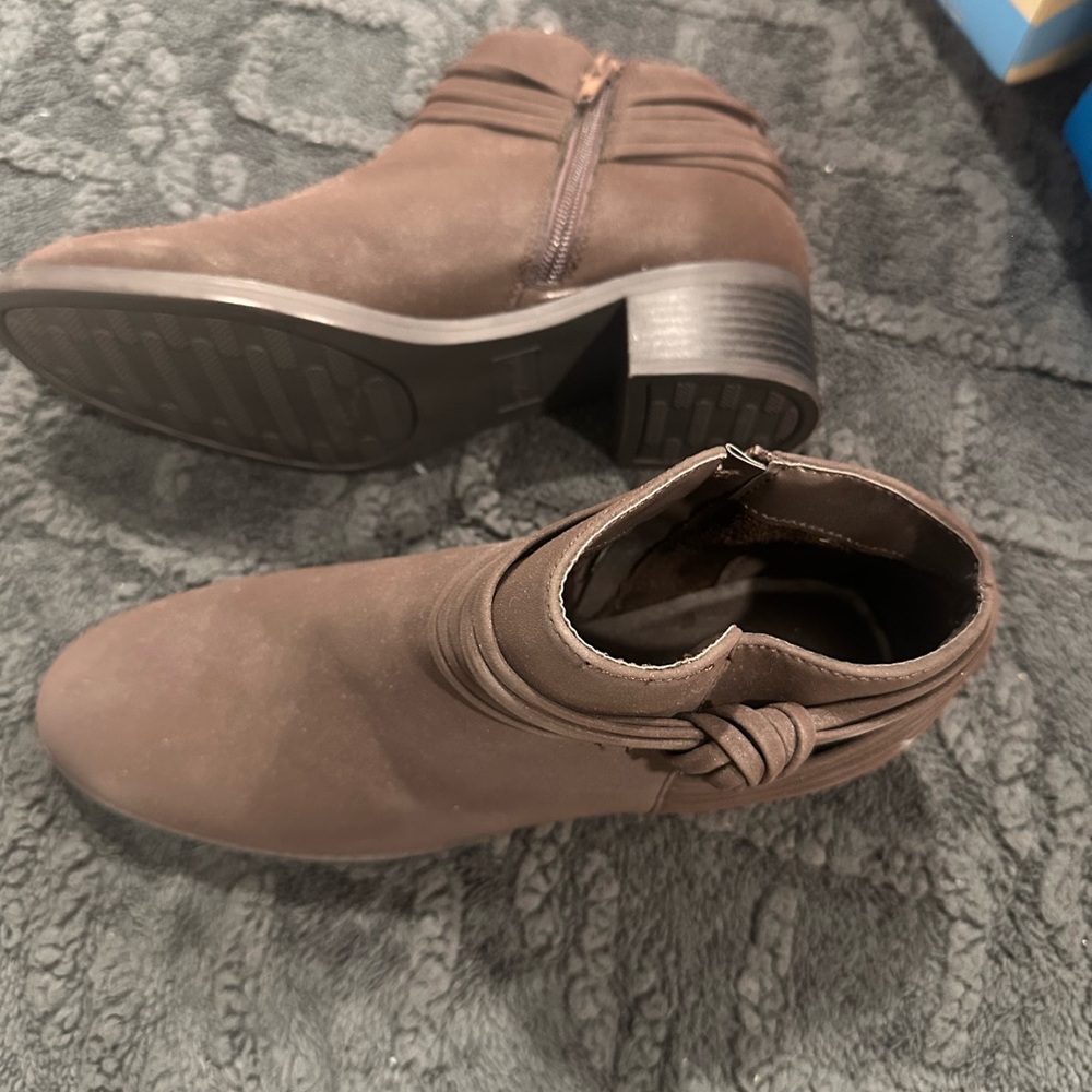 Closed toe brown ankle boots